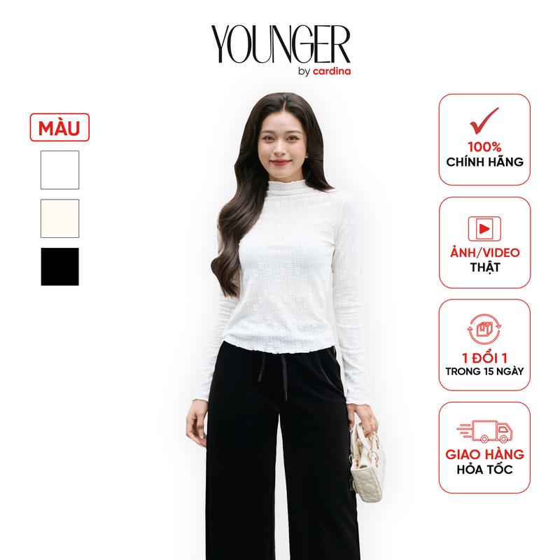 Áo giữ nhiệt ren CARDINA dáng cổ leo dài tay cách điệu thời trang trẻ trung Y25 5YAHF04