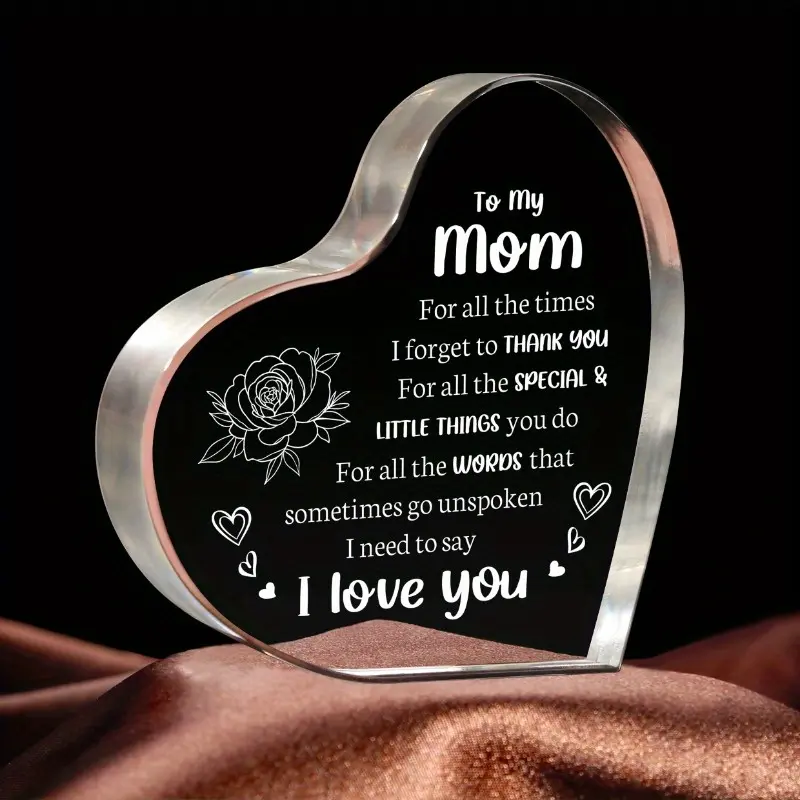 Cherished Mom Gift - 'I Love You Mom' Acrylic Keepsake |   Perfect Birthday, Christmas & Mother's Day Present from Son or Daughter