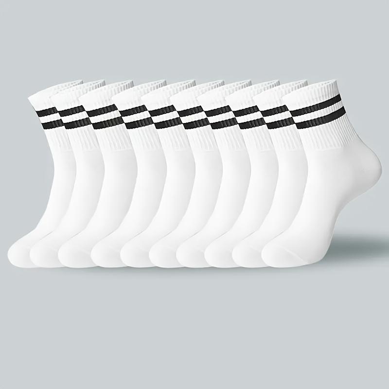 10/20 Pairs of Striped Men's Women's Stockings-Breathable Polyester Knitted Fabric, Casual Sports Style, Hand Wash/Dry Cleaning, Black/White hiking  backpack gym  bag  women Womenswear Sock grip  socks  for  men running  belt aaron  rai  golf glove baller 2