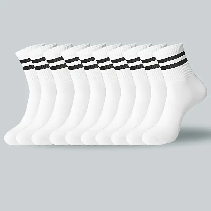 10/20 Pairs of Striped Men's Women's Stockings-Breathable Polyester Knitted Fabric, Casual Sports Style, Hand Wash/Dry Cleaning, Black/White hiking  backpack gym  bag  women Womenswear Sock grip  socks  for  men running  belt aaron  rai  golf glove baller 2