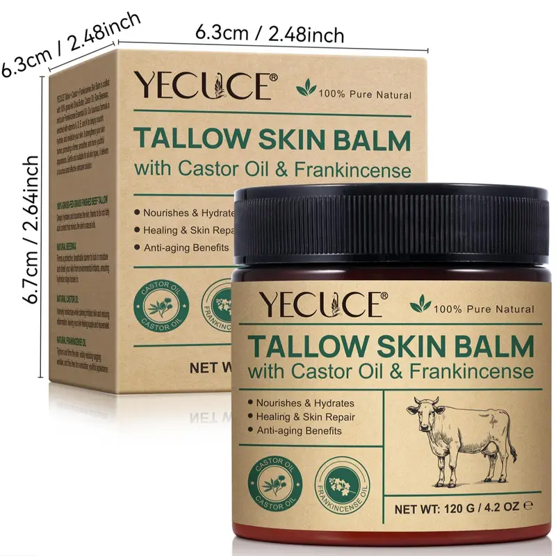 Tallow Skin Balm, Moisturizing Body Cream, Multipurpose Hydrating Body Cream, Moisturizer Suitable for The Whole Body, Brightening Firming Soothing Body Care Product for Women & Men, Cosmetic 1