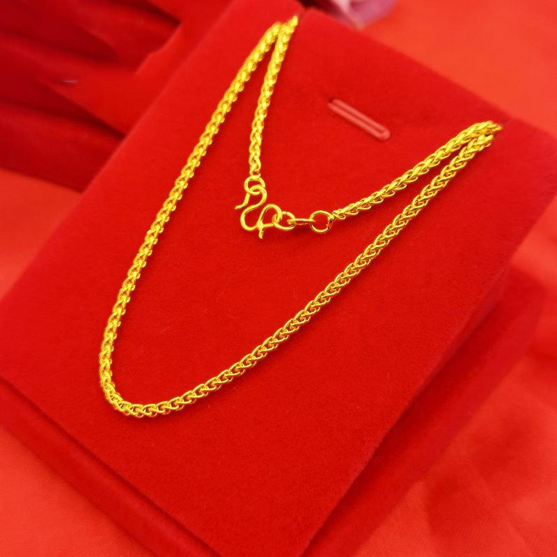 Product Introduction of Original Kalung emas cop 916 gold-plated necklace braided crossover jewelry for men and women 0