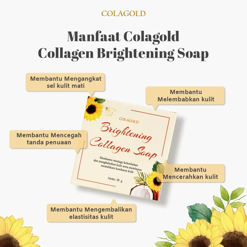 COLAGOLD Brightening Collagen Soap BANTU MENCERAHKAN KULIT SABUN COLLAGEN Mencerahkan Memutihkan Perawatan Almond Extract Melembutkan Membantu memudarkan/menyamarkan flek Hitam  melembabkan kulit kering dan kusam 2