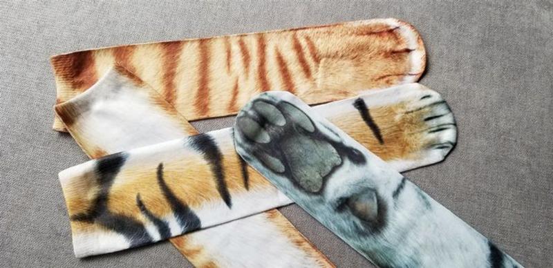 Product Introduction of Firstrich-TikTok Animal Feet Socks Trotter 3D Printing Creative Parent-Child Long Men's and Women's Tiger Children Cat's Paw Dog's Paw Chicken Feet 7