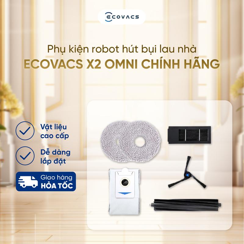 Phụ kiện robot hút bụi Ecovacs X2 Omni, X2 combo | Chổi chính | Giẻ lau | Mô-đun khử trùng ion bạc -phụ kiện máy hút bụi lau nhà Chính Hãng