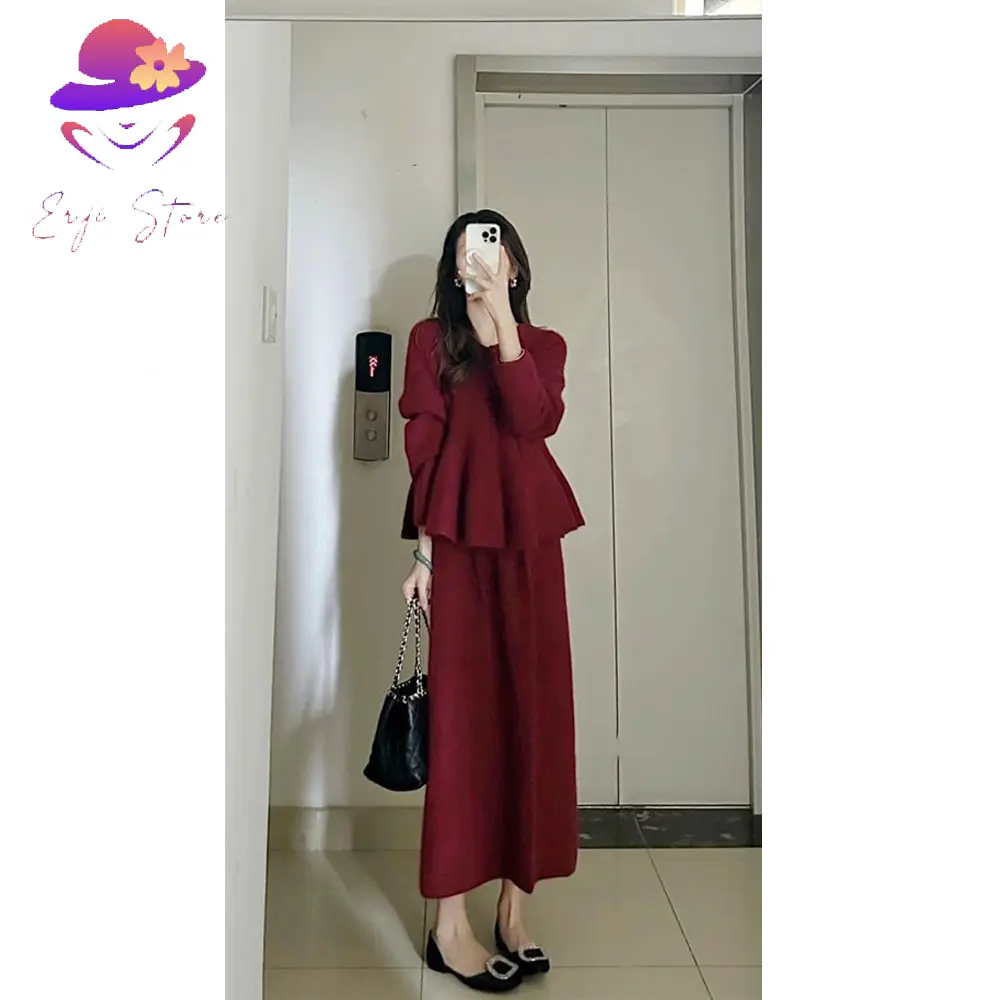 Sét len lông thỏ áo dài tay mix chân váy dài 4 màu Nữ Women (Shop chỉ còn size S < 47kg, vòng 1 < 90cm)