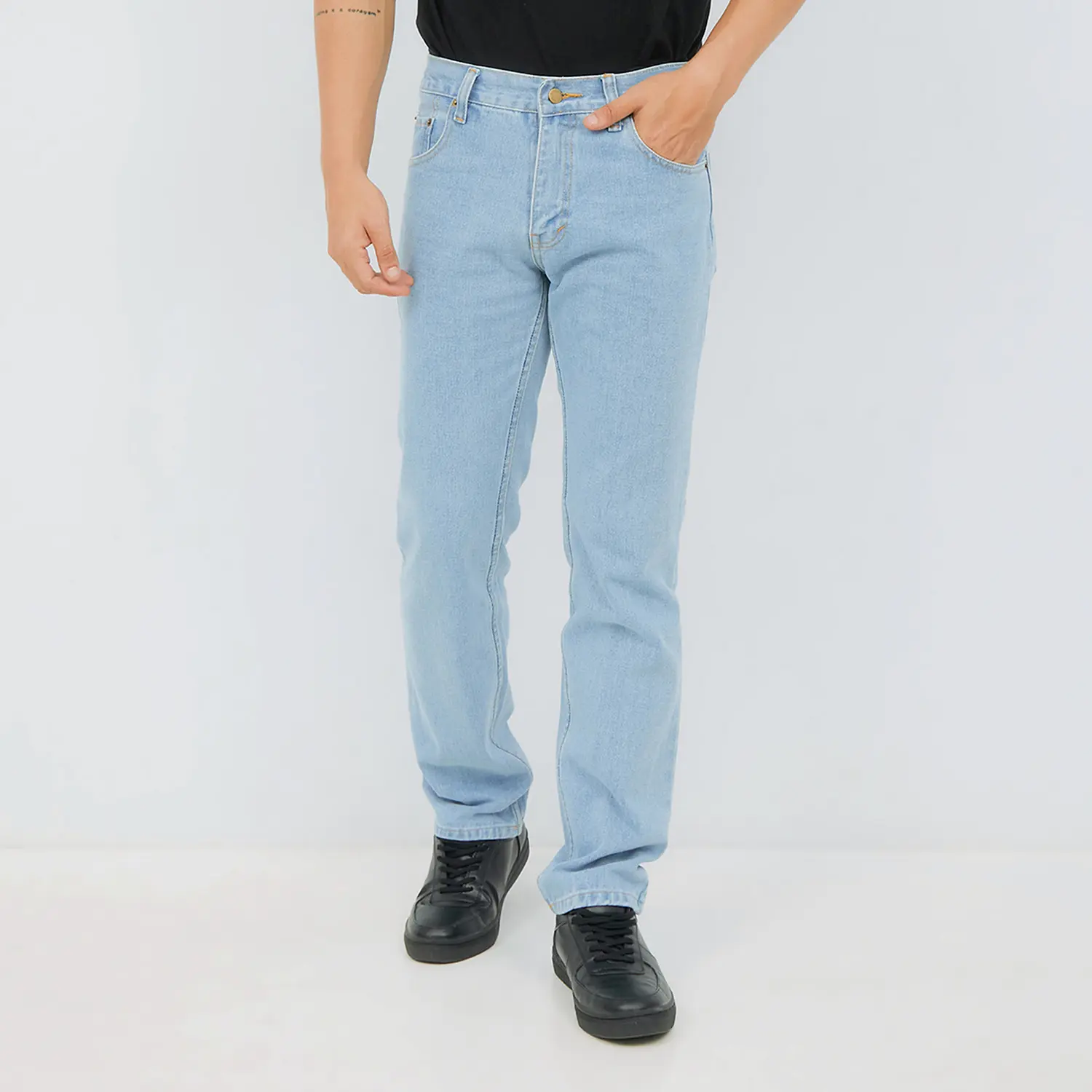 PLUVIOPHILE CELANA JEANS REGULER STANDAR BLUE BLEACH Denim Panjang