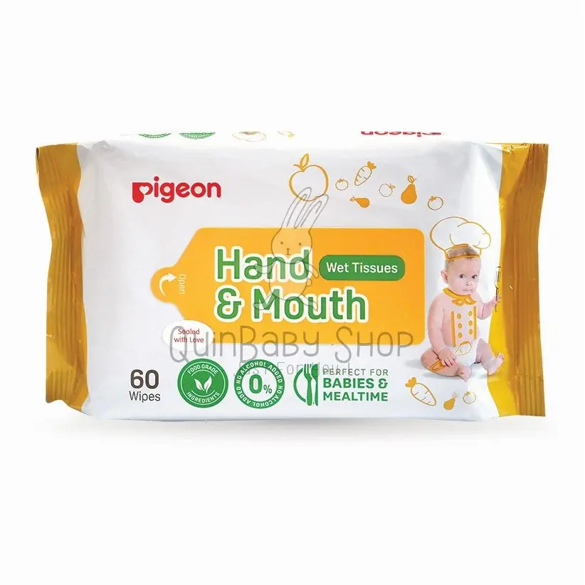 Pigeon Wet Tissue Wipes Hand & Mouth 60's 20's - tisu basah bayi