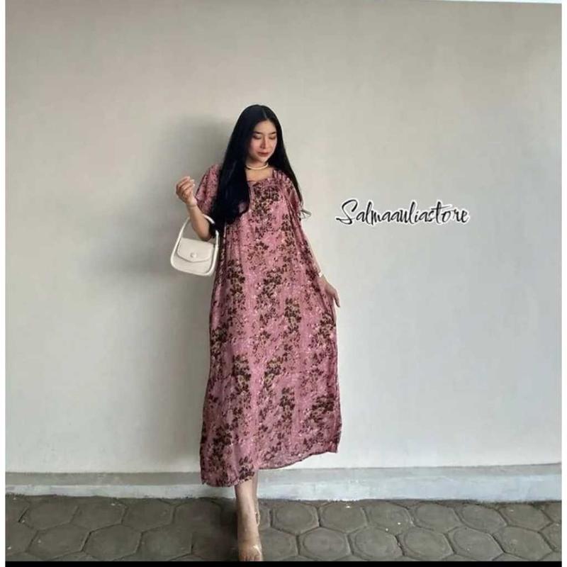 Daster Wanita Motif Bunga Fuji Rayon Berkaret untuk Santai dan Tidur - Panjang 115-120cm 4