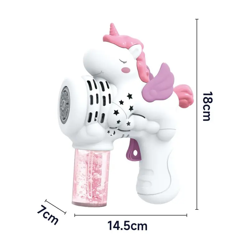 Mainan Unicorn Bubble Machine,   Lampu, Mesin Tiup Gelembung Elektrik Handheld, 10 Lubang Toys EverfunToys 7
