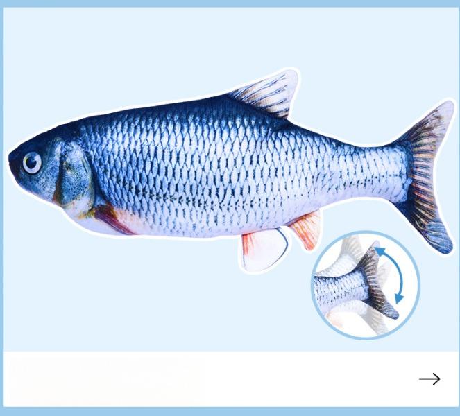 Product Introduction of Electric fish will jump simulated fish luminous charging rocking fish teasing cat pet toy 3