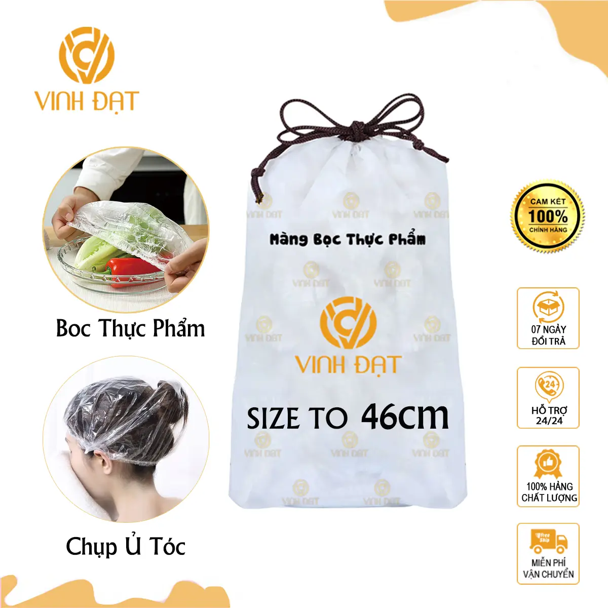 Túi 70 chiếc Màng Bọc Thực Phẩm Bo Chun Size To 46cm Chính Hãng Vinh Đạt