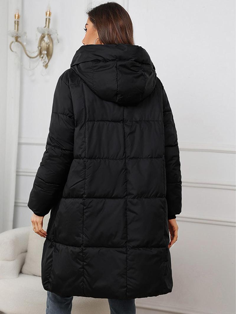 Product Introduction of Women's Solid Zip Up Pocket Design Winter Coat, Puffer Coat, Casual Long Sleeve Thermal Outerwear for Fall & Winter, Women's Clothing for Daily Wear 5