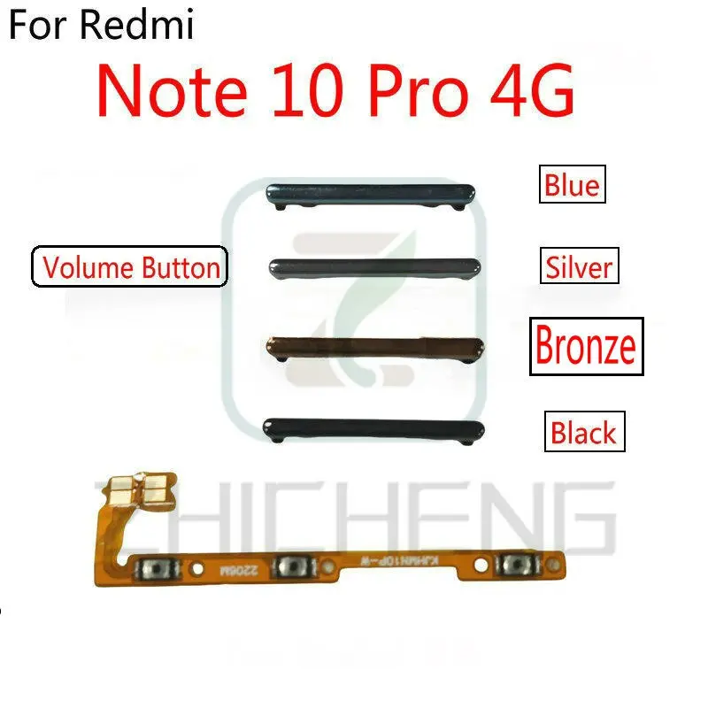 For Xiaomi Redmi Note 10 Pro 4G Power on off Flex Volume Button Side ...