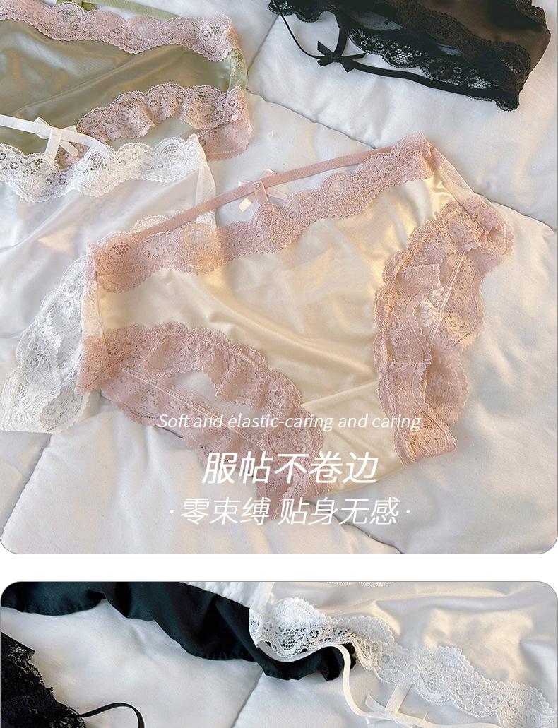 Product Introduction of Đồ Lót Ren, Thiết Kế Dễ Thương Và Gợi Cảm, Dành Cho Phụ Nữ, cạp vừa, Thiết Kế khoét Chéo, Kháng Khuẩn, Đáy Quần Bằng Cotton, Thích Hợp Cho Bé Gái, Quần Lót Ngoại Cỡ Có Sẵn Cho Phụ Nữ 9