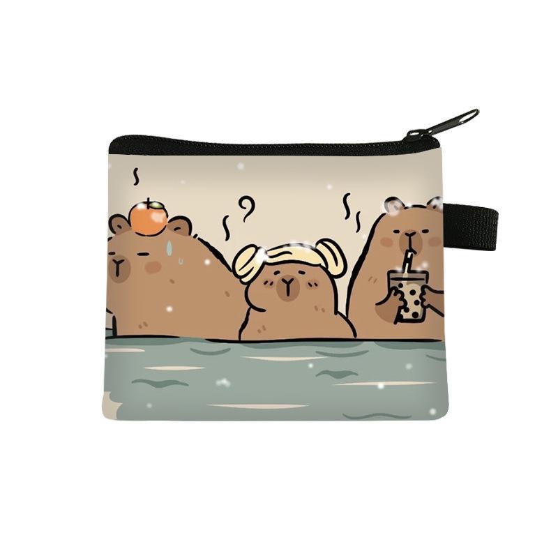 2024 Capibala coin purse, children's student printed polyester card bag, simple and fashionable headphone bag, storage bag 5