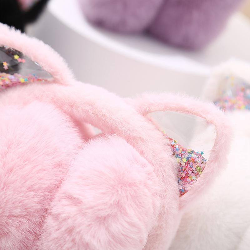 Product Introduction of Cute Cat Ears Sequins Foldable Earmuffs Winter Warm Children Adult Ear Protection Ear Bags 9