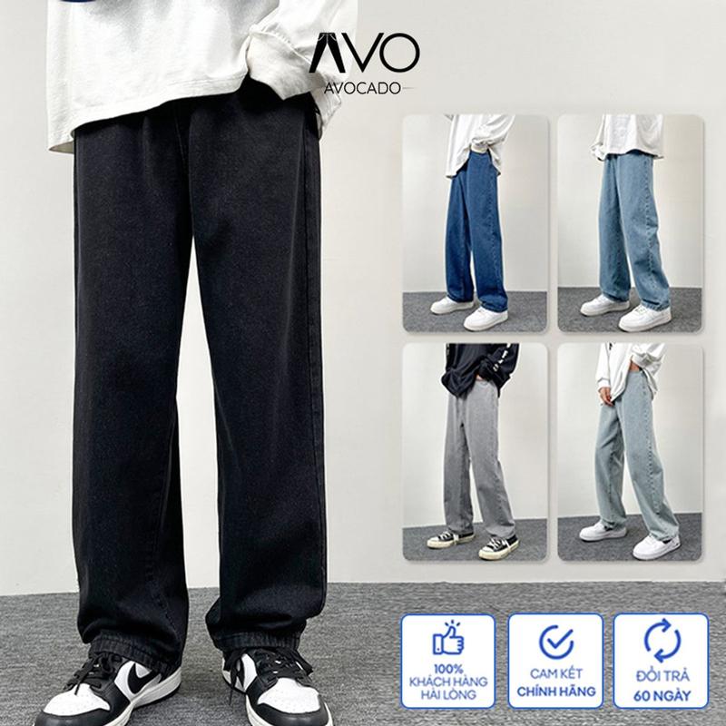  Quần Bò Jeans nam Baggy ống rộng suông cạp cao hàn quốc cao cấp Menswear  bᶖgsize Avocado  Pants Ong Có Túi 