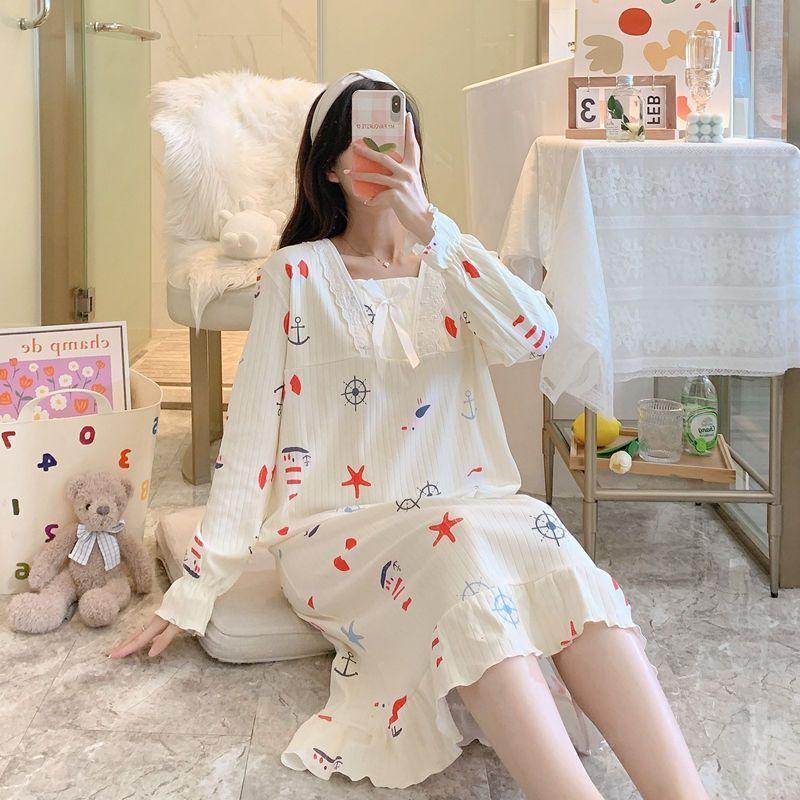 Đồ Ngủ Nữ, Bộ Sưu Tập Thu Đông, Váy Ngủ Dài Tay, Phong Cách Công Chúa Dễ Thương Ngọt Ngào Hàng Mới Về, Thích Hợp Cho Học Sinh Và Phụ Nữ, Mặc Nhà Mùa Thu, 2024 6