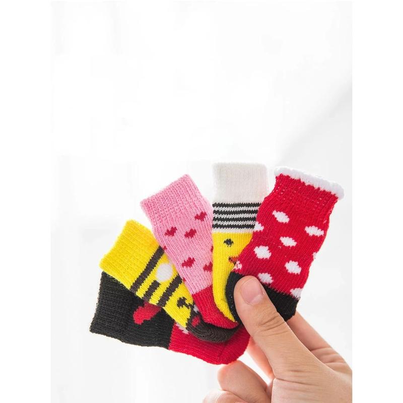 4Pcs Cute Pet Dog Socks with Print Anti-Slip Cats Puppy Shoes Paw Protector Products for Small Breeds Spitz York Dogs Chihuahua 1