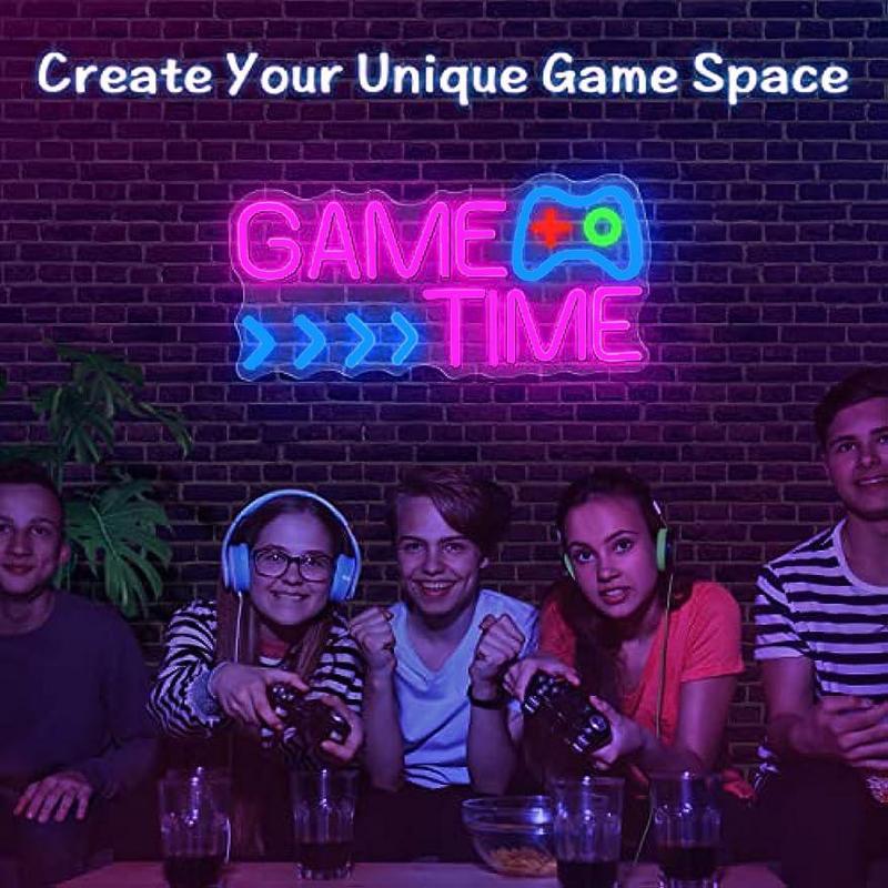GAME TIME Design LED Neon Signs, USB Powered Decorative Ambient Lighting, Creative Design LED Atmosphere Lighting for Home & Bedroom & Gaming Room Decor, Stocking Fillers Gift 6