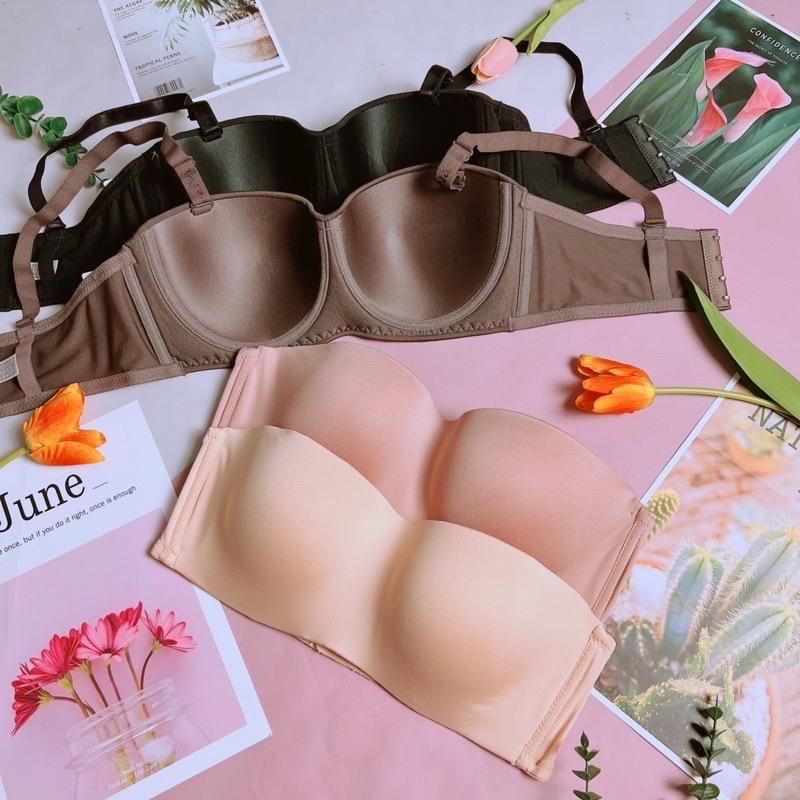 Áo lót , Áo ngực Nữ không dây Bigsize mặc chống tuột Bigsize Beena 2247 Thái Lan cup B-C có gọng, quả ngang, ko bè ngực Women -Xmas -Tết Bra