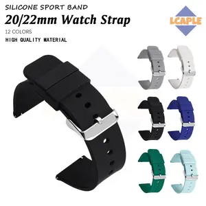 22mm 20mm Quick Release Silicone Strap for Tali Jam Tangan Smartwatch Samsung Galaxy Watch 7 6 5 4 FE Rubber Band Bracelet Belt Accessories for Garmin /Huawei Watch /Amazfit GTS GTR /Xiaomi /Redmi Watch 5 Active/5 Lite/Itel 011 12//Aolon/advan