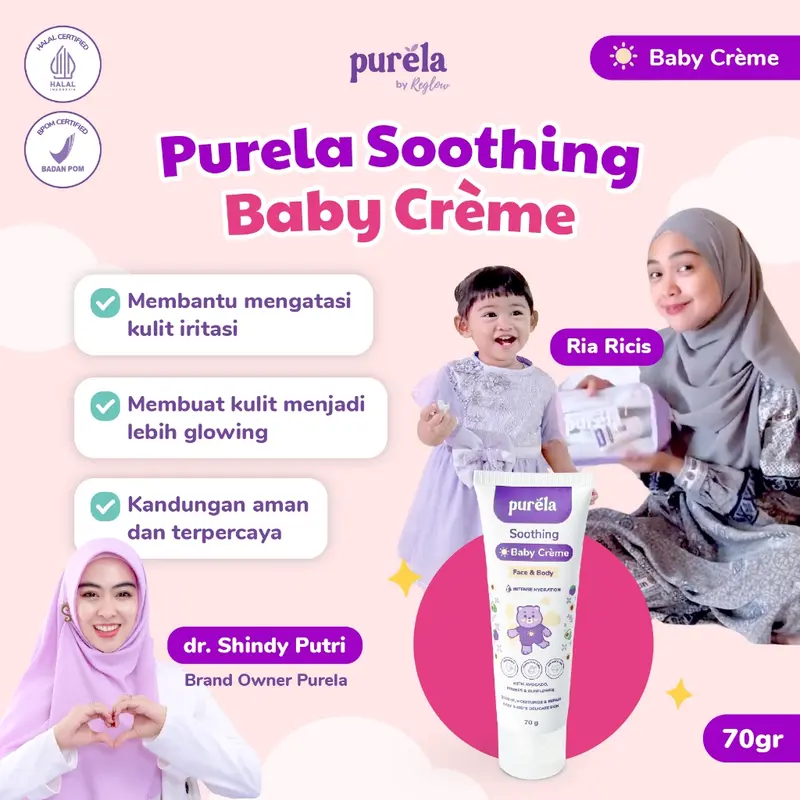 Purela Combo Glowing Skincare Baby Face Cream + Body Lotion Bahan Alami dan Organik Bayi Pembersih 2