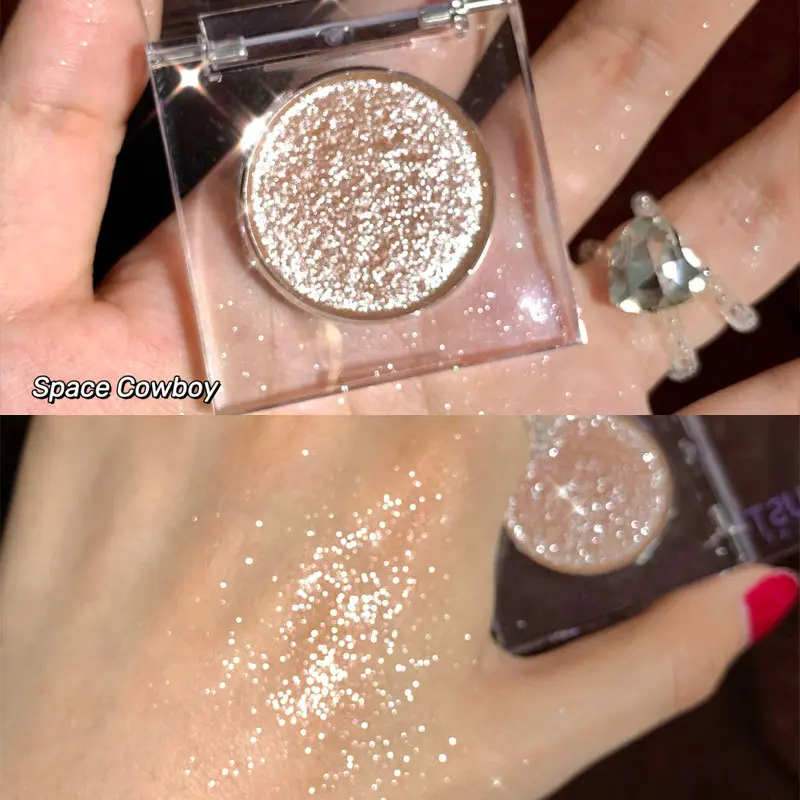 Faiccia Women's Transparent Square Monochrome Eyeshadow Thin and Glittering Shining Eye Shadow Brightening Highlight