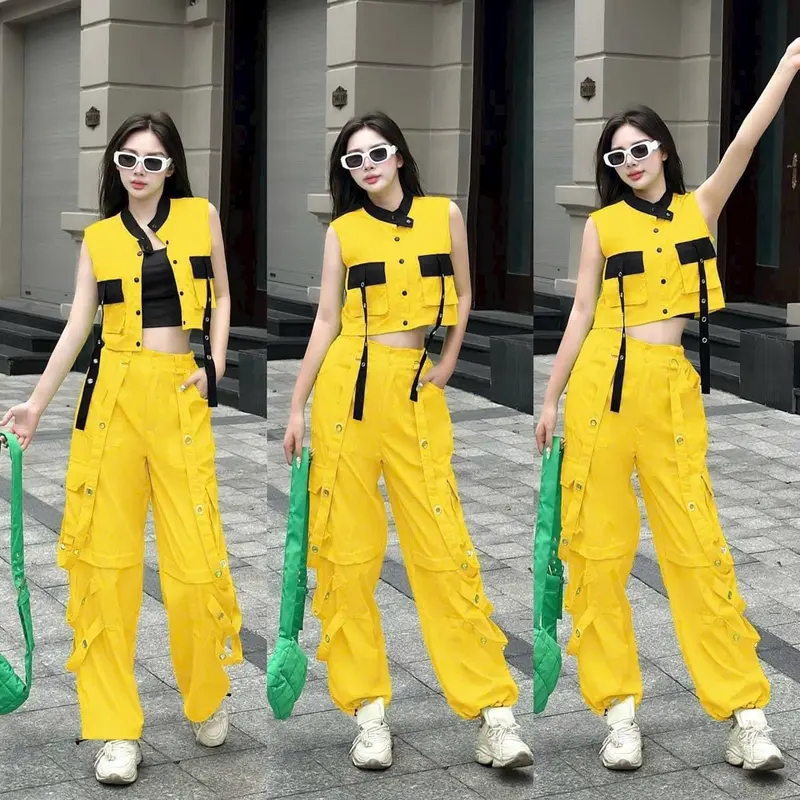 Bộ tập thể thao dân vũ,zumba,shuffledance,erobic sét 2 món chất kaki quần ống xuông Sport Chạy Bộ Thể Dục ống xuông [TS) 8