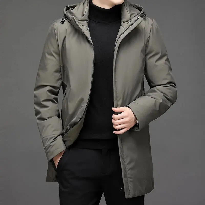 jaket jubah pria Panjang jaket Tebal pria musim dingin  Custom Abu Army Hitam  Navy Cowok Formal Katun Dewasa winter coat puffer jacket parasut stylis Keren Casual gunung simple 1