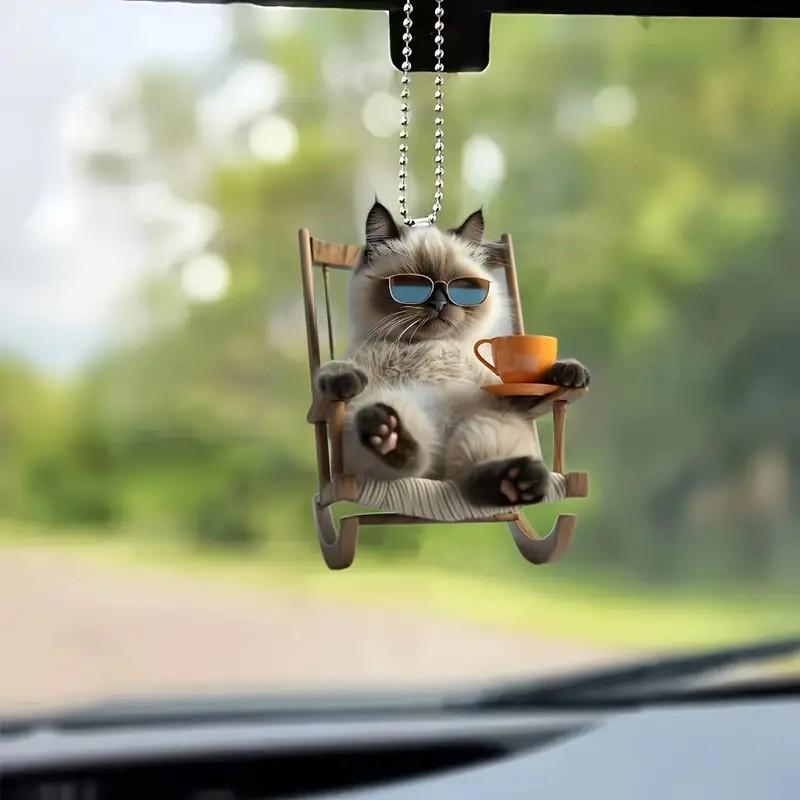 Product Introduction of New Cross-border Cute Cat Acrylic Material Flat Car Hanging Backpack Accessories Home Decoration 14