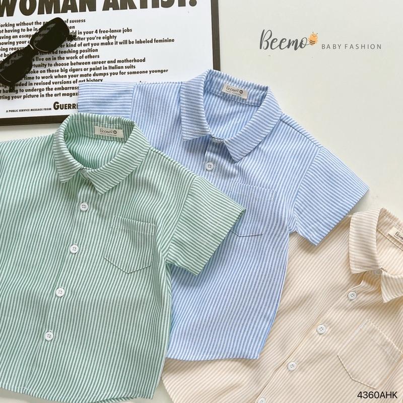 [FORM TO] Áo sơ mi kẻ sọc cộc tay Beemo dành cho bé trai 9-25kg [Rosie Dosie]