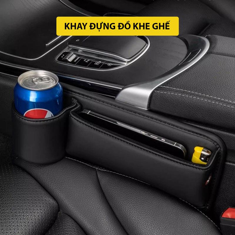 Khay đựng đồ để khe ghế trong nội thất xe ô tô chất liệu da PU cao cấp - Phụ Tùng