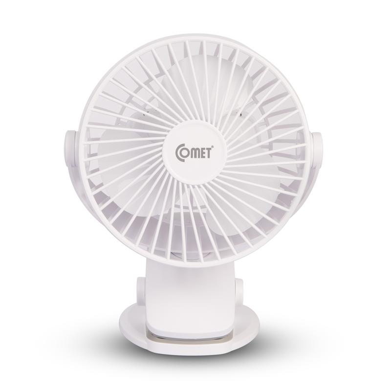 Quạt Sạc Tích Điện Mini Kẹp Bàn Comet CRF0705 5W Đế Kẹp Xe Đẩy Hoặc Để Bàn Xoay 360 Độ