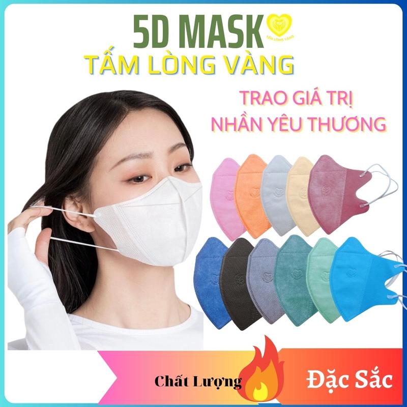 Thùng 100 cái khẩu trang 5d  Tấm Lòng Vàng người lớn 3 lớp kháng khuẩn đẹp dùng 1 làn Phụ Kiện Accessories