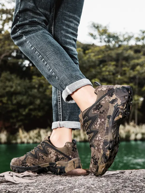 Men's Camo Print Lace Up Low Top Sneakers, Casual Comfortable Breathable Sports Shoes, Outdoor Sports Shoes for Men 4