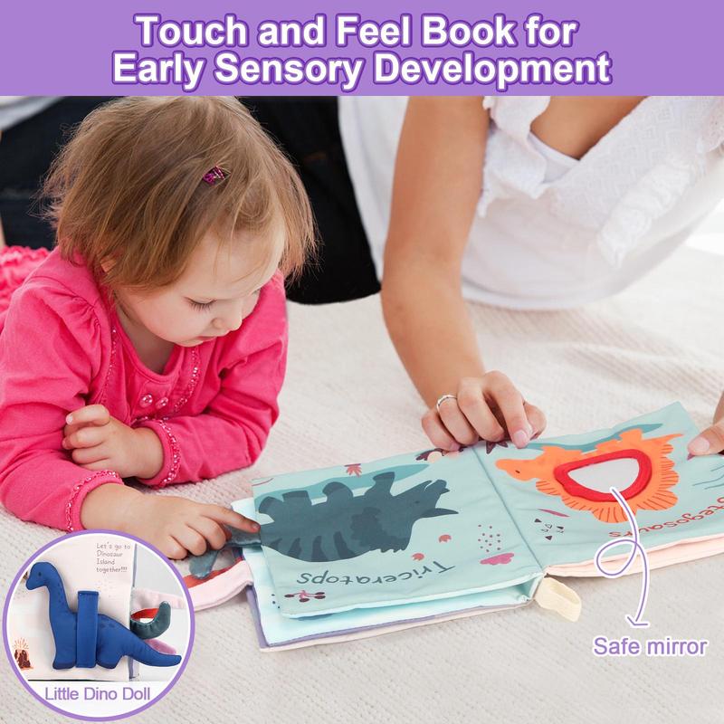 Product Introduction of Dinosaur Tail Cloth Book, 1 Count Early Education 3D Cloth Book, Early Learning Sensory Book, Educational Toy for Boys & Girls 2