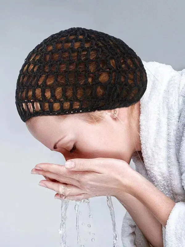 Solid Color Hollow Out Design Net Hats, Casual Elastic Brown Hair Cap for Women, Fashionable Hair Net Accessories for Daily Wear 4