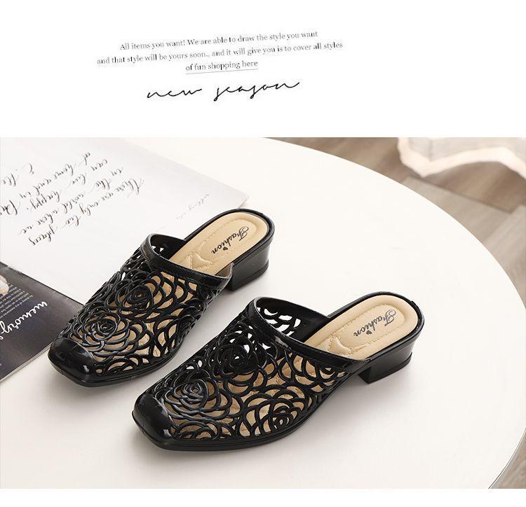 Product Introduction of Dép Đi Biển, Dành Cho Nữ, Có Thể Đeo Ngoài Trời, Bít Mũi, Gót Trung Bình Mùa Hè, Thời Trang, Dễ Phối Đồ, Không Trơn Trượt, Đế Mềm, Phong Cách Hàn Quốc, Thiết Kế Khoét Lỗ, 2024 12