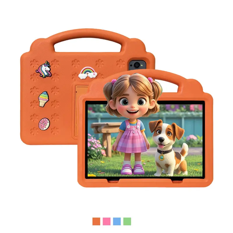 Android Tablet, Usb Rechargeable 10.1 Inch Screen Portable Tablet with Protective Case, Compact Learning Tablet, Children's Gift, Parental Control Tablet, Wireless 6