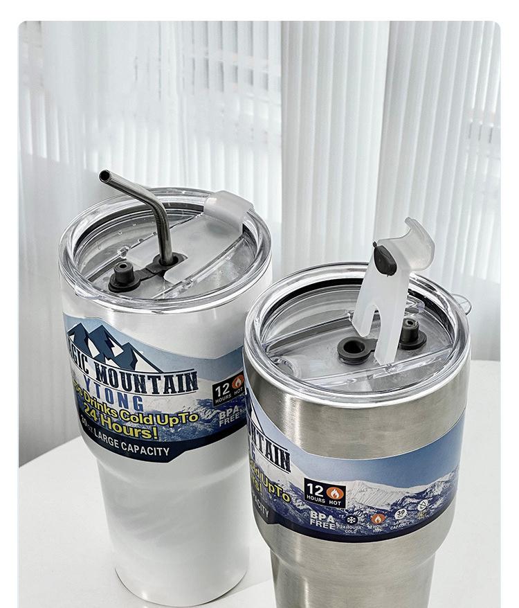 Product Introduction of Stainless Steel Freeze Thermos Cup with Straw Ice Coffee Drink Vacuum Insulated Bottle Car Travel Outdoor Mountain Cup 17