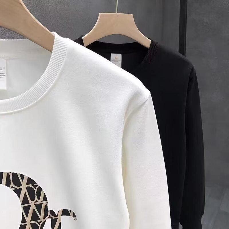 Áo Hoodie Dệt Cotton, Dành Cho Nam Giới, Dài Tay Áo, Cổ Tròn Ấm Áp, Thích Hợp Cho Mùa Thu Và Mùa Đông, Phong Cách Hàn Quốc, Thời Trang, Dáng Rộng Vừa Vặn, Có In Hình 2