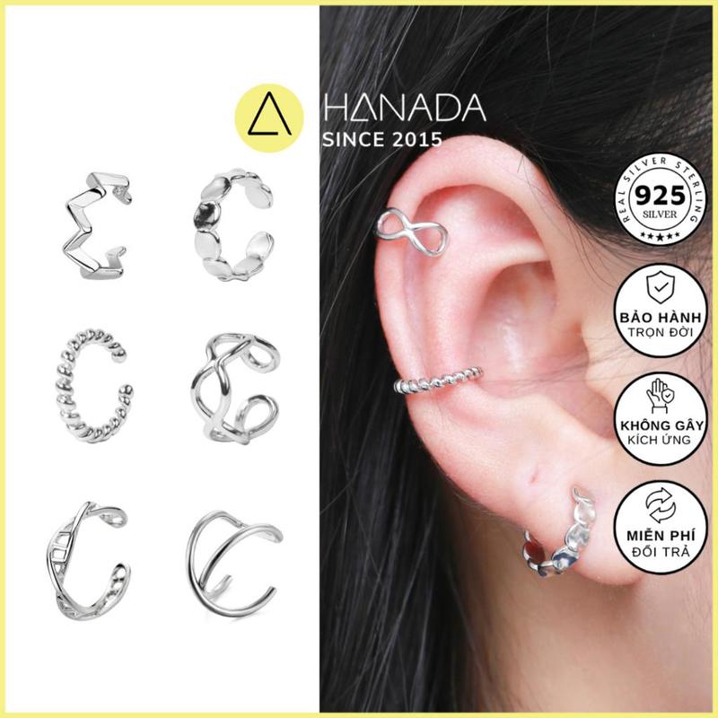 [BH TRỌN ĐỜI] Tổng Hợp Bông Tai BẠC 925 HANADA Kẹp Vành Tai Không Cần Lỗ Xỏ Trơn khuyên không bấm Đơn Giản UNISEX