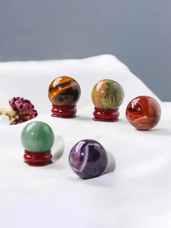9-piece Set Natural Crystal Decoration, Mini Polished Ball, Energy Feng Shui Ball, Jewelry Accessories for Home & Office Decor 6