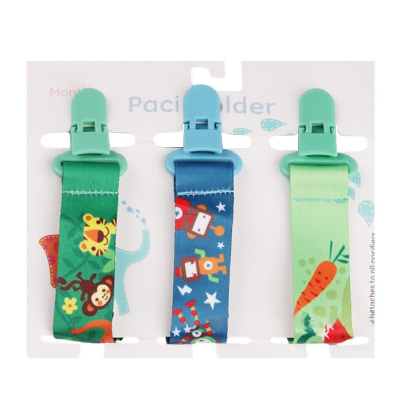 3PCs Comfortable Pacifier Chain Bracket Dummy Clips Cartoon Print Soother Holder Pacifier Chain Baby Care Safe Child Pacifier Clips Infants 5