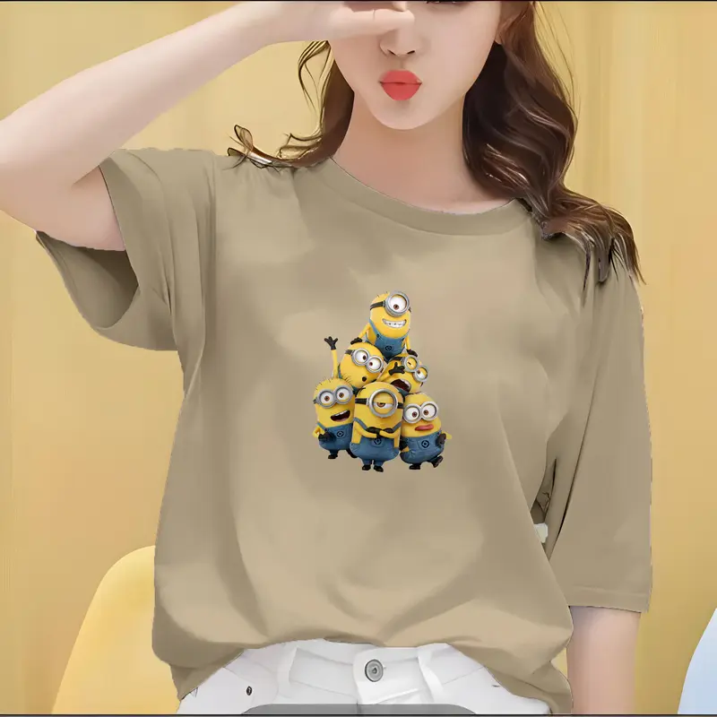 Kaos Oblong Wanita Lengan Pendek Motif Minion Grup 3
