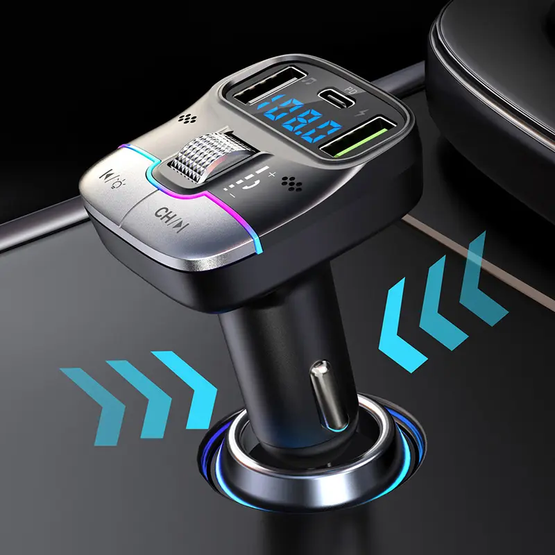 FM Transmitter, Bluetooth Hands-Free, Máy điều chế Radio AUX trên ô tô Cầm Tay Máy nghe nhạc MP3, với bộ Chuyển Đổi sạc nhanh, Phụ kiện ô tô 6
