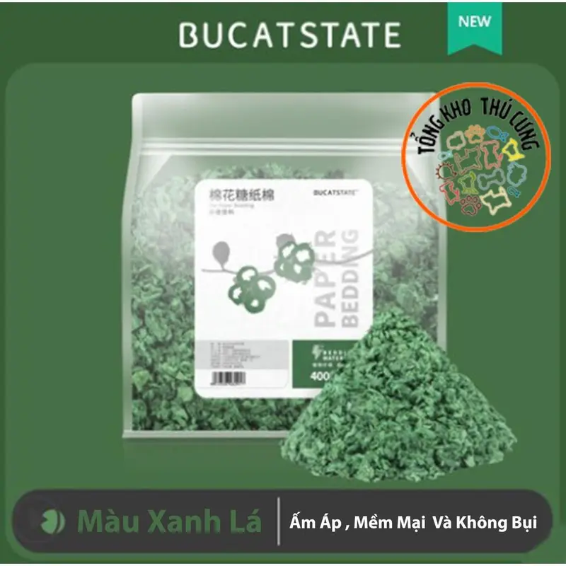 Giấy lót chuồng cho thú cưng nhỏ, làm ổ chuột hamster HÃNG BUCATSTATE bông giấy mềm mại không bụi, bảo vệ hệ hô hấp 400g 8