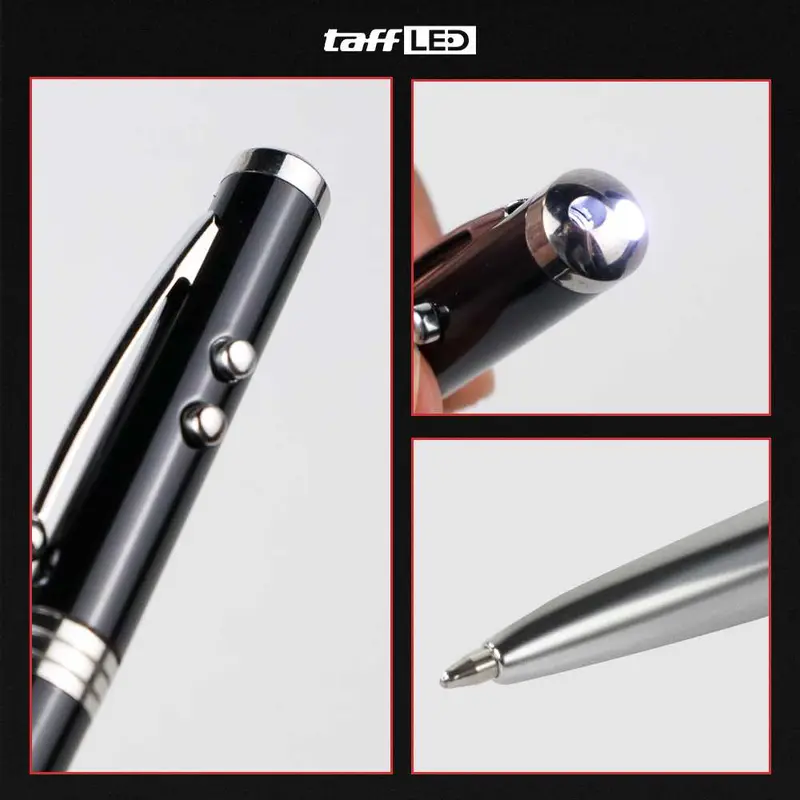 TaffLED Pulpen 4 in 1 Senter Laser Pointer Pen dan Stylus Tinta Hitam - T0054 X SERA 1